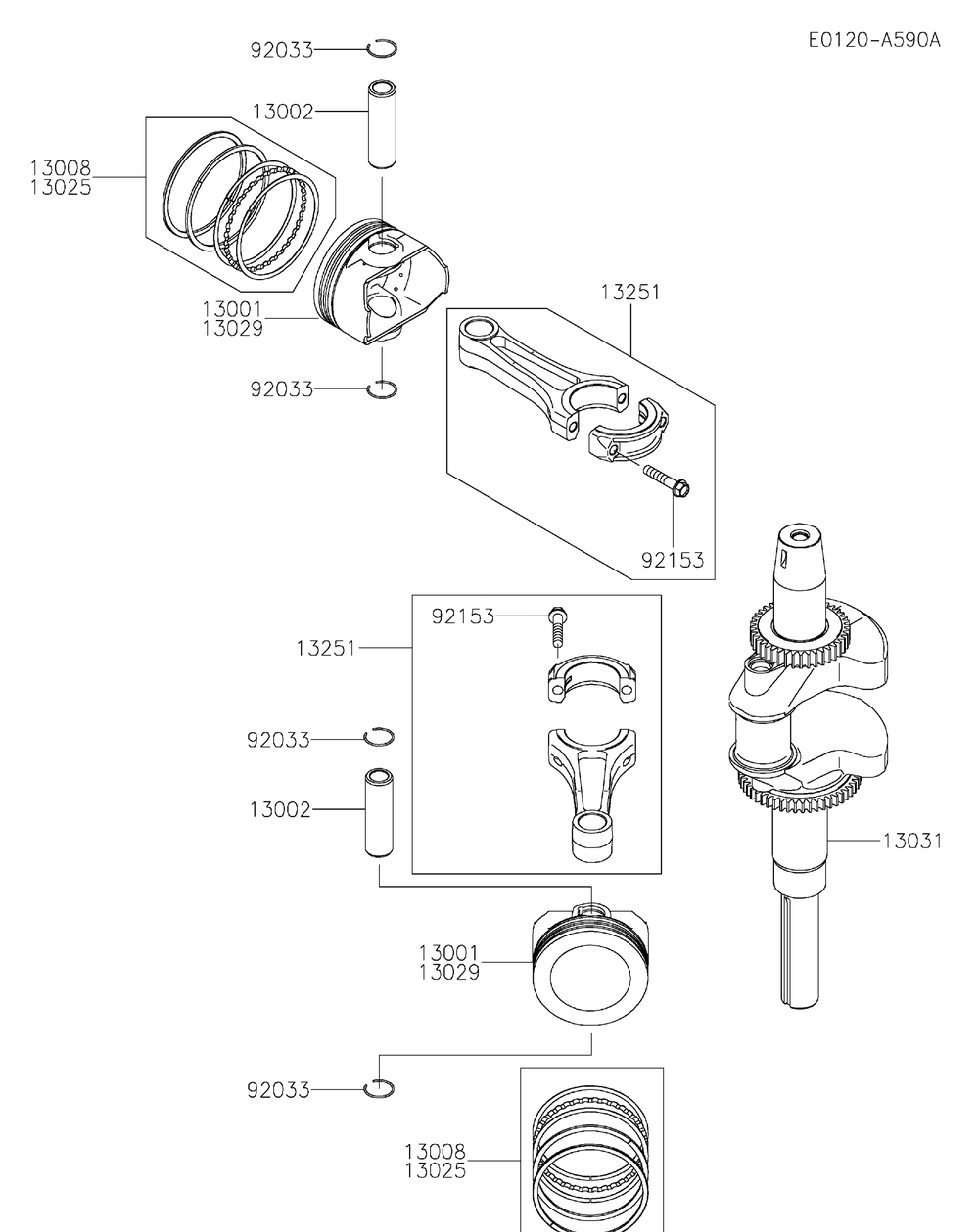 Fxt00v-Bs42 Piston And Crankshaft Diagram and Parts List for FXT00V-BS42  Cub Cadet Lawn Tractor